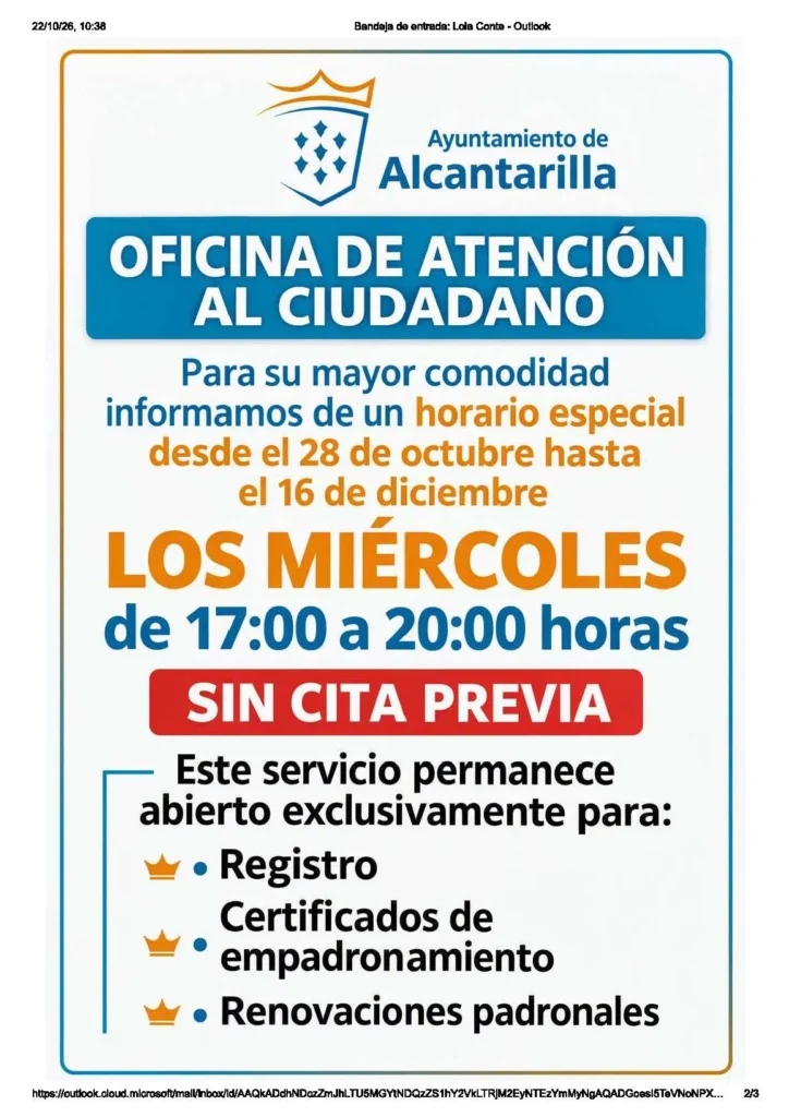 Cartel Oficina Atención Ciudadano 20261028